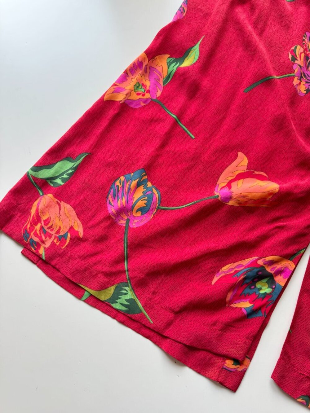 Vintage 80's MONDI Red Floral ViscosePleated A-Line Midi Skirt, Size 18 - Picture 11 of 14